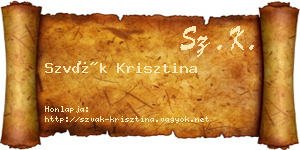 Szvák Krisztina névjegykártya